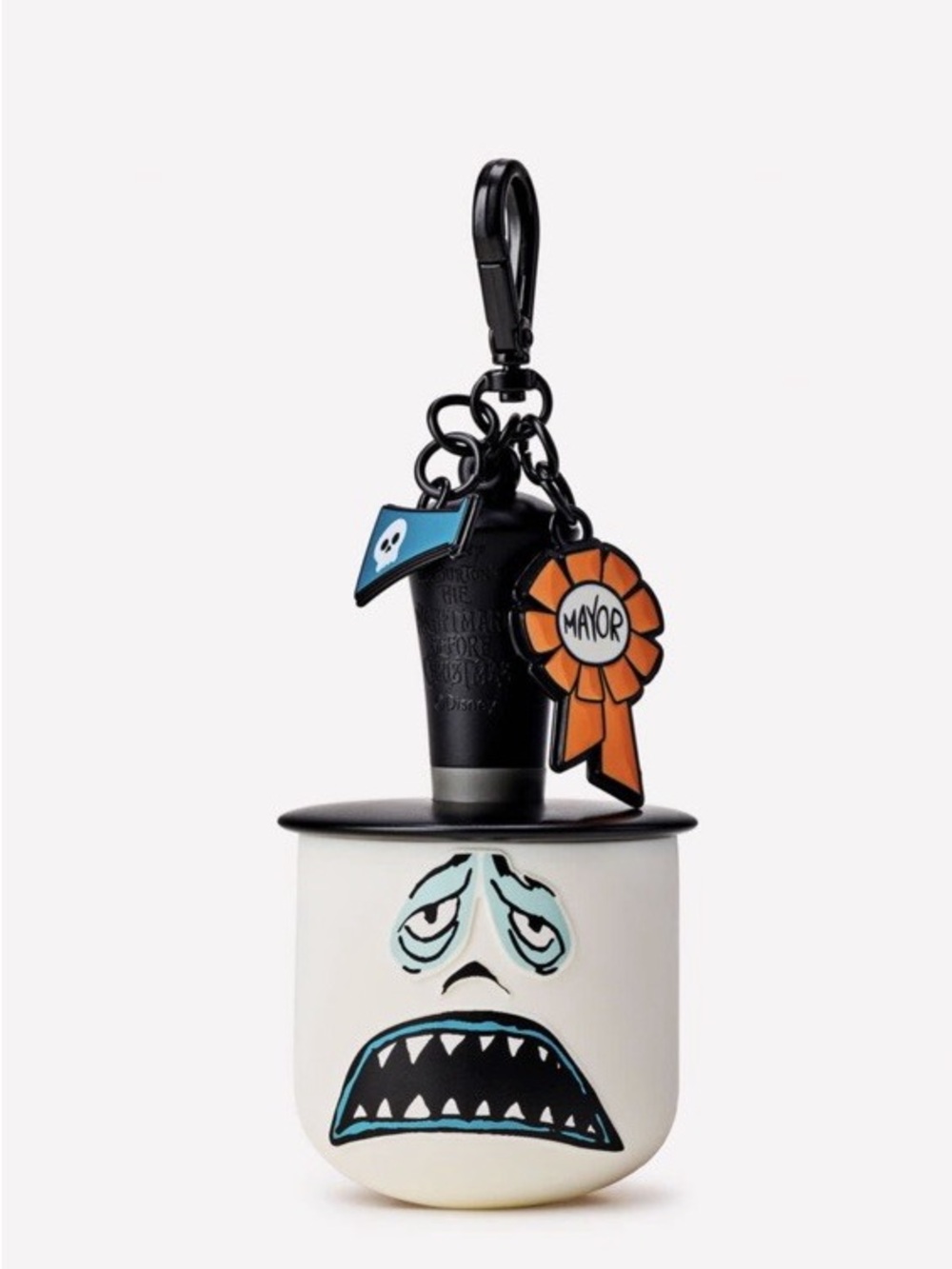 Bath & Body Works Black, White, Blue & Orange Mayor Hat Character Keychain